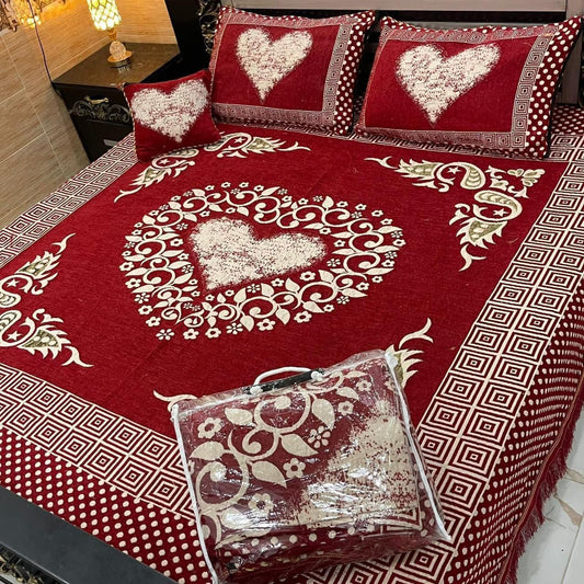 4PC VELVET JAQUARD PREMIUM VIRAL BEDSHEET