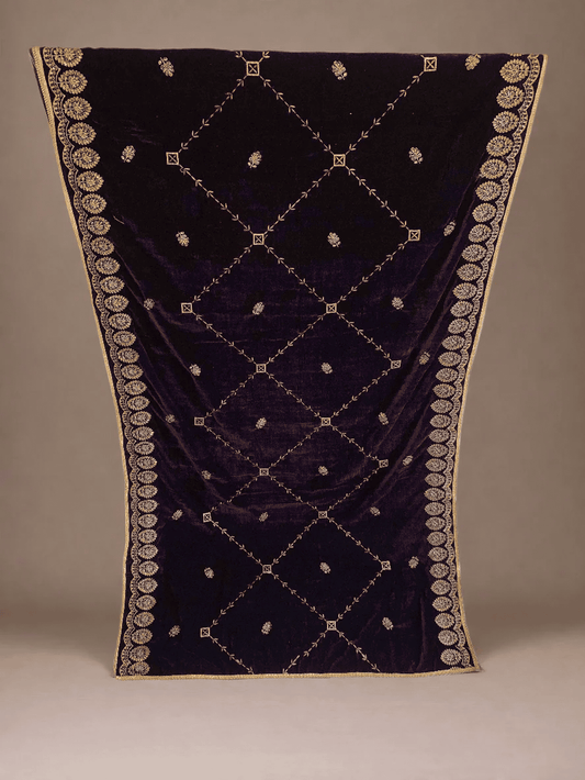 MAKHMAL BY TATA FABRICS | EMBROIDED | 4-SIDE EMBROIDED SHAWL #002