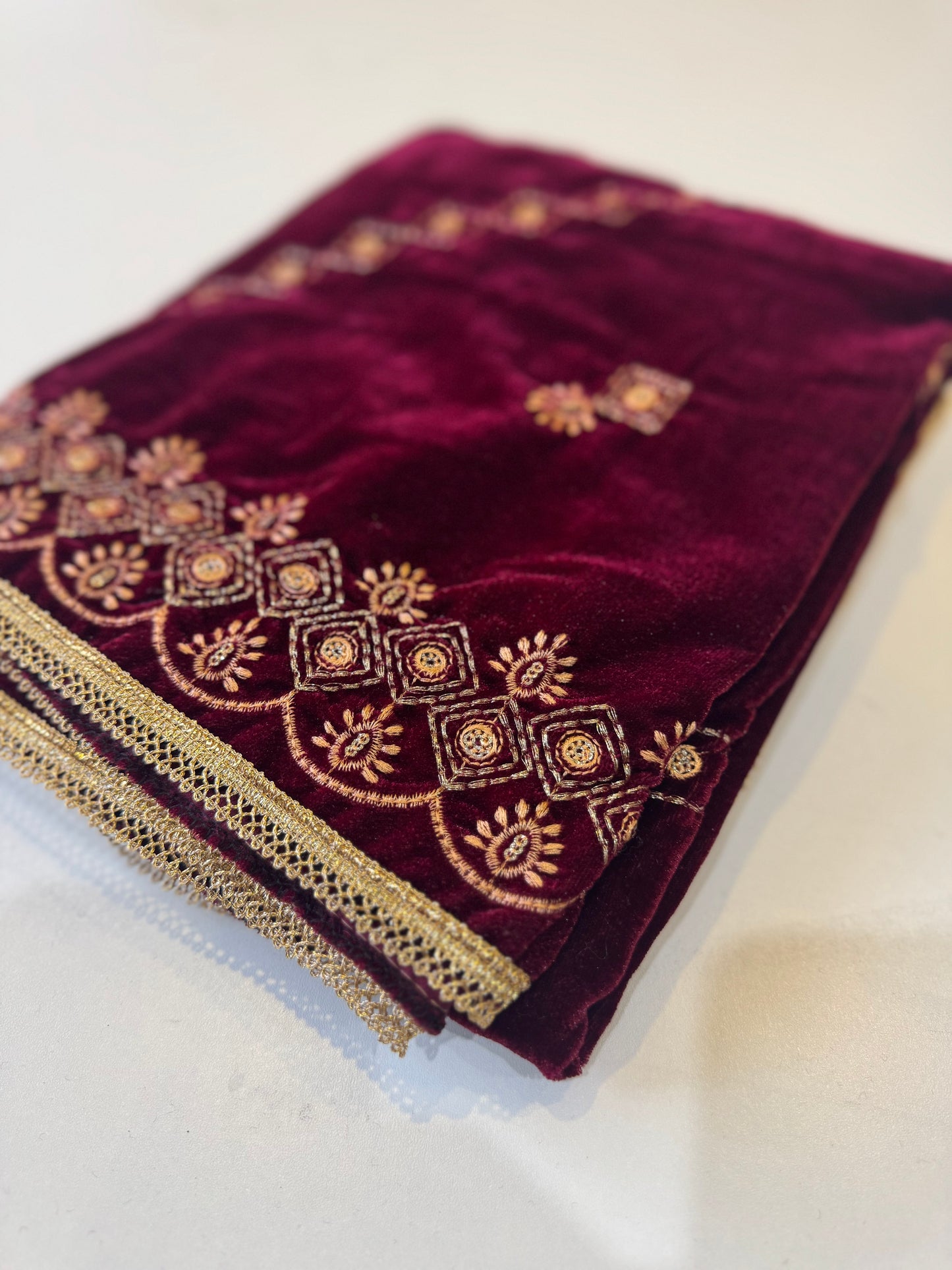 MAKHMAL BY TATA FABRICS | EMBROIDED | 4-SIDE EMBROIDED SHAWL #012