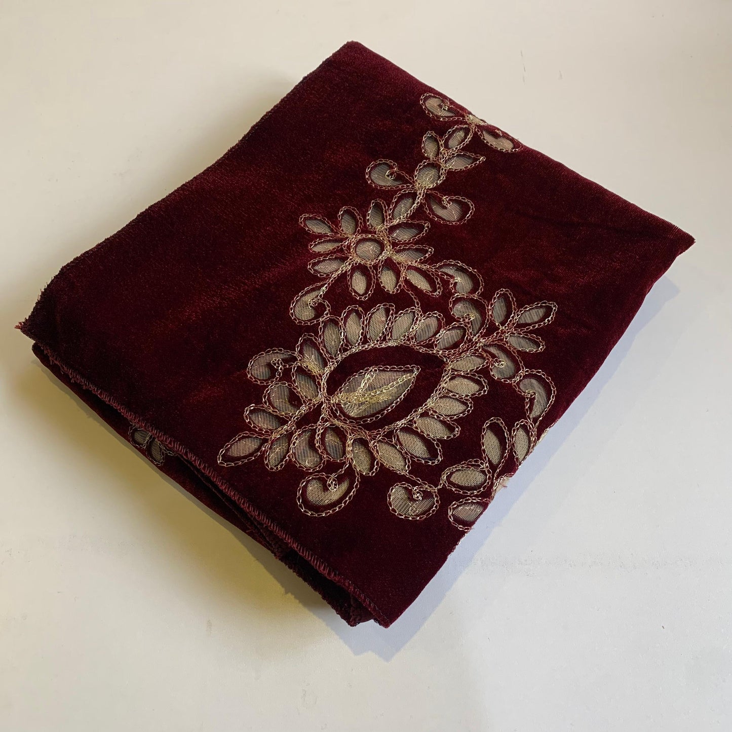 MAKHMAL BY TATA FABRICS | LASER CUT | FLORAL LASER CUT MOTIFZ SHAWL #008