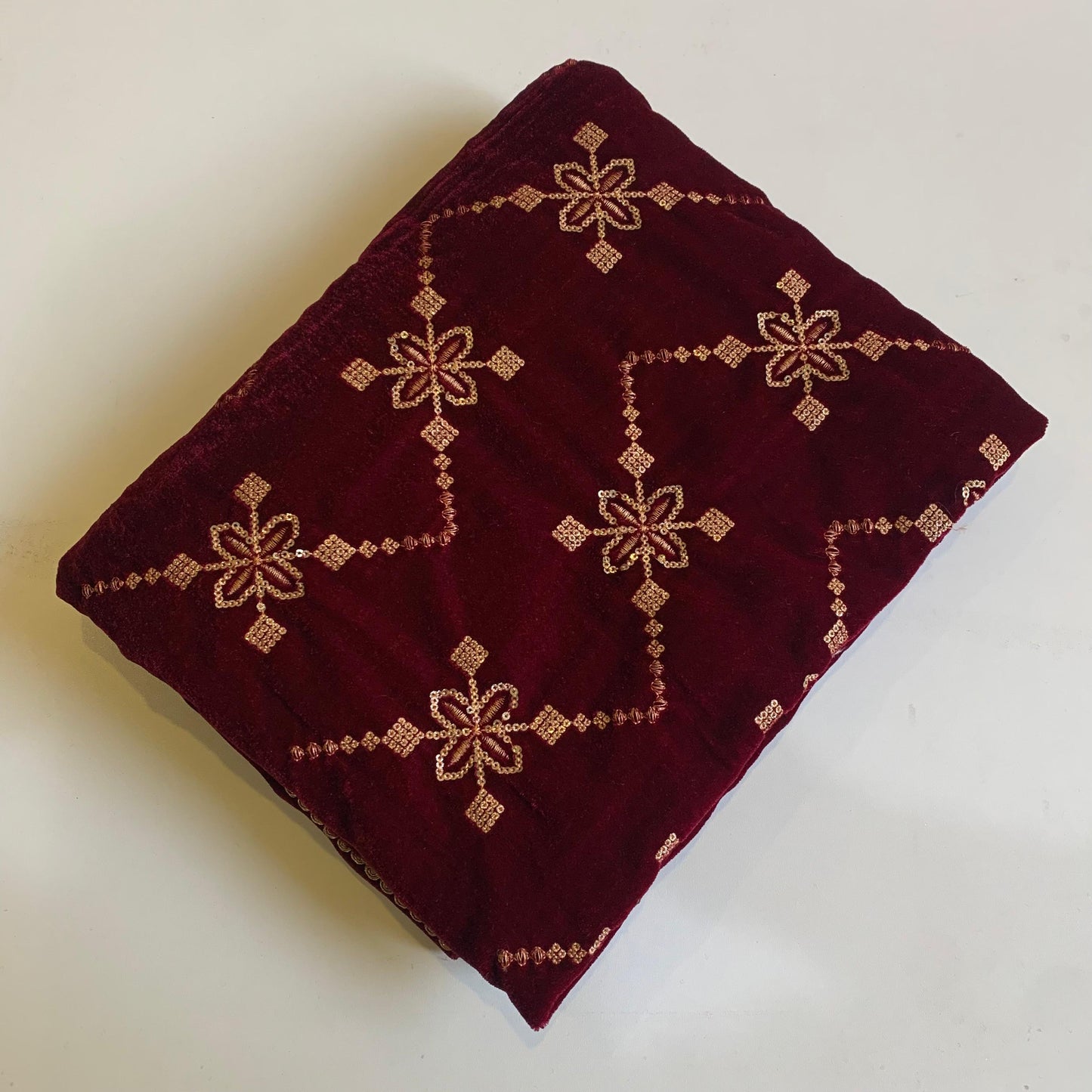 MAKHMAL BY TATA FABRICS | 4- SIDE EMBROIDED | EMBROIDED SHAWL #035