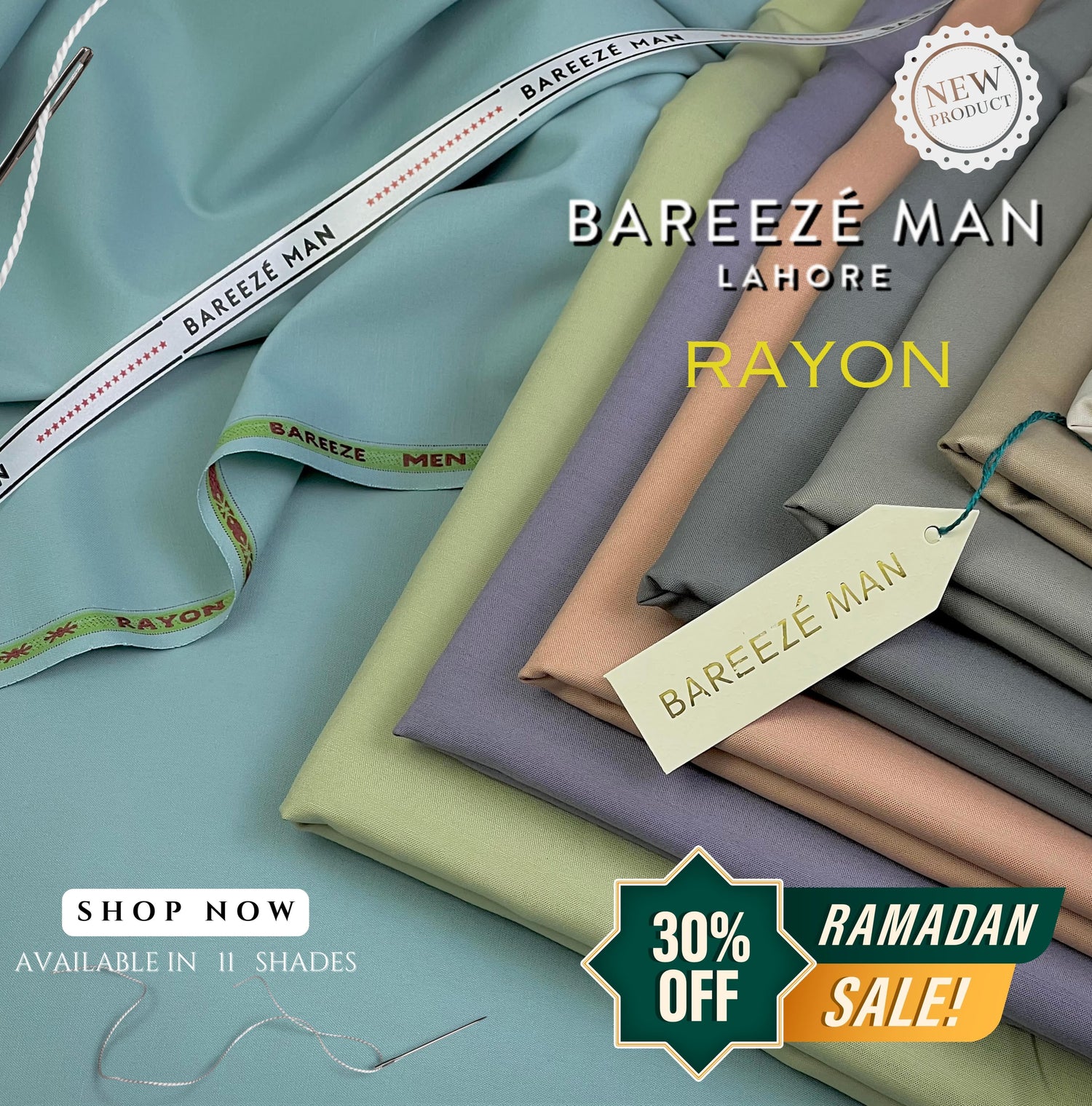 BAREEZE summer suit in luxurious rayon, designed for easy care with a sophisticated wash and wear finish.