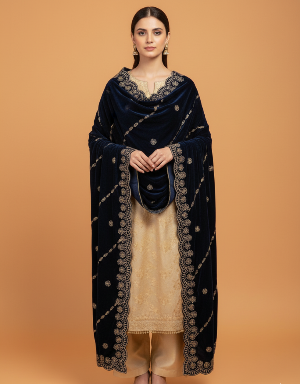 MAKHMAL BY TATA FABRICS | EMBROIDED | 4-SIDE EMBROIDED SHAWL #007