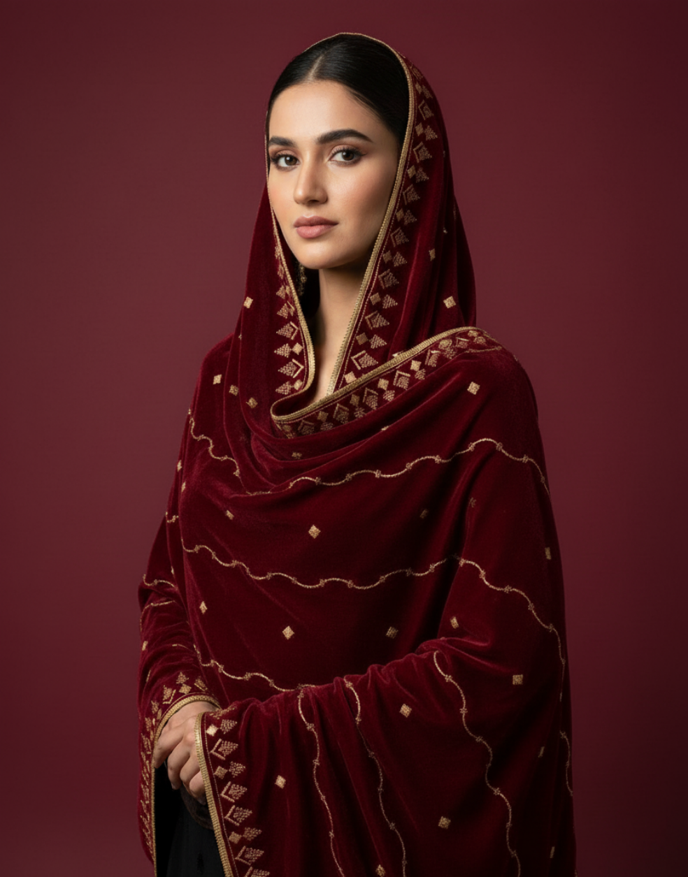 MAKHMAL BY TATA FABRICS | EMBROIDED | 4-SIDE EMBROIDED SHAWL #023