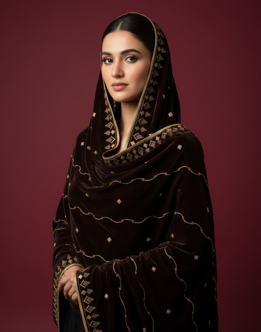 MAKHMAL BY TATA FABRICS | EMBROIDED | 4-SIDE EMBROIDED SHAWL #022