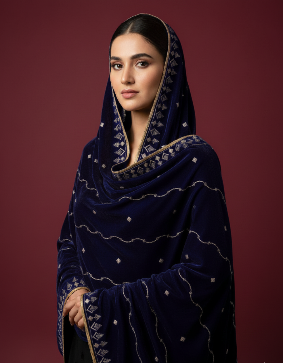 MAKHMAL BY TATA FABRICS | EMBROIDED | 4-SIDE EMBROIDED SHAWL #026