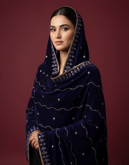 MAKHMAL BY TATA FABRICS | EMBROIDED | 4-SIDE EMBROIDED SHAWL #026