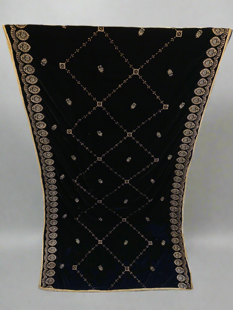 MAKHMAL BY TATA FABRICS | EMBROIDED | 4-SIDE EMBROIDED SHAWL #001