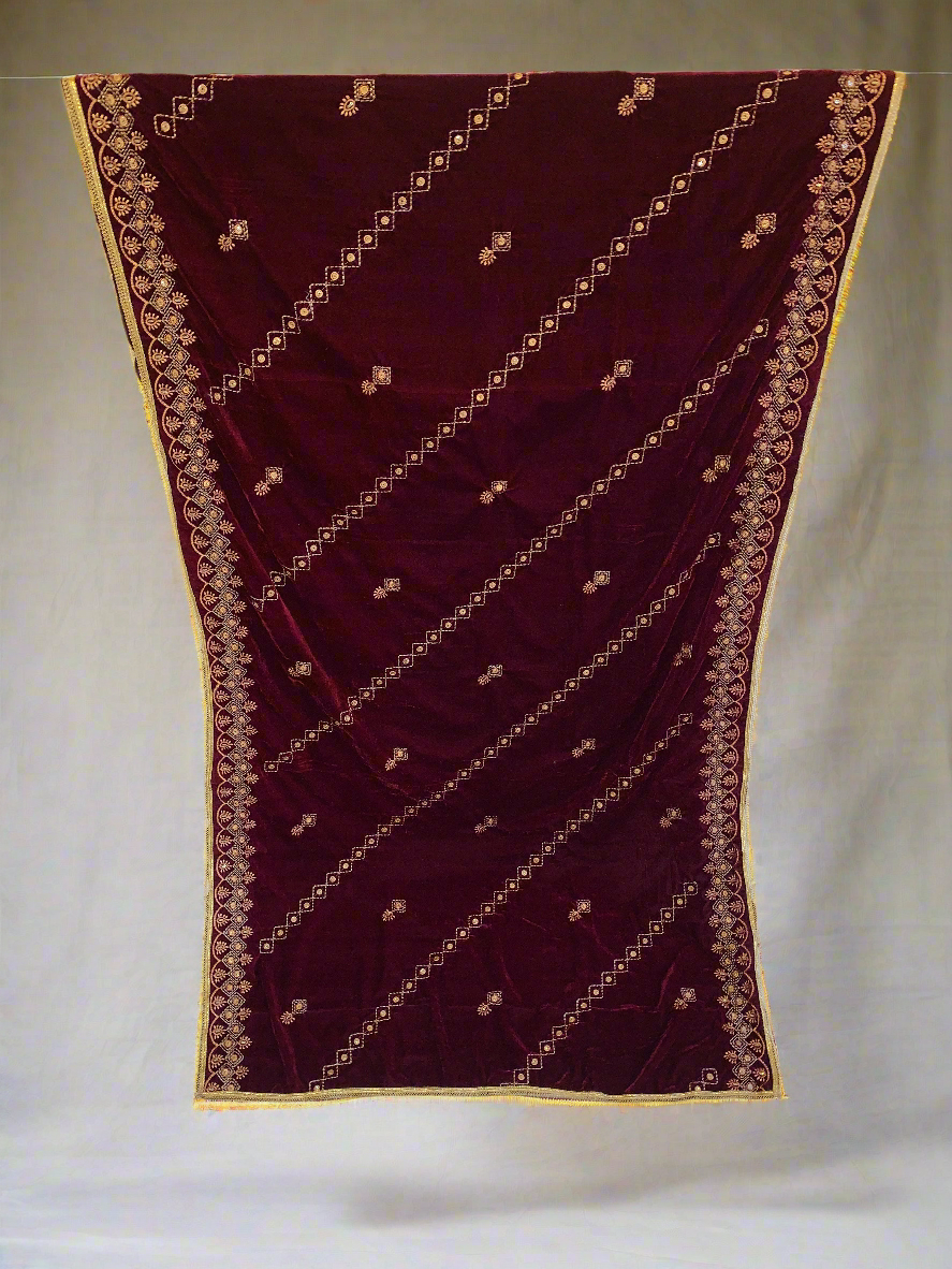 MAKHMAL BY TATA FABRICS | EMBROIDED | 4-SIDE EMBROIDED SHAWL #012