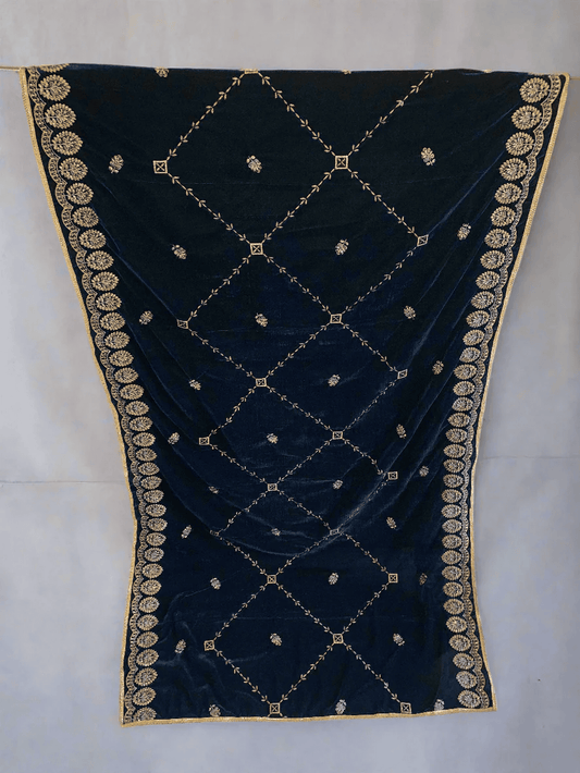 MAKHMAL BY TATA FABRICS | EMBROIDED | 4-SIDE EMBROIDED SHAWL #004