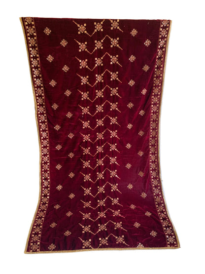 MAKHMAL BY TATA FABRICS | 4- SIDE EMBROIDED | EMBROIDED SHAWL #035