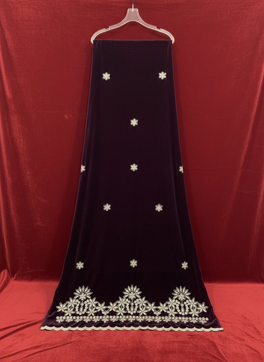 MAKHMAL BY TATA FABRICS | LASER CUT | FLORAL LASER CUT MOTIFZ SHAWL #002