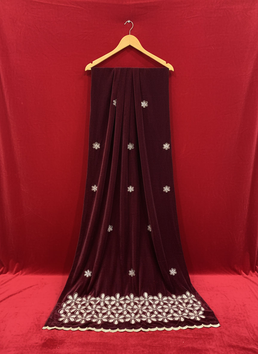 MAKHMAL BY TATA FABRICS | LASER CUT | FLORAL LASER CUT MOTIFZ SHAWL #001