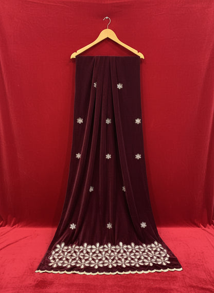 MAKHMAL BY TATA FABRICS | LASER CUT | FLORAL LASER CUT MOTIFZ SHAWL #001