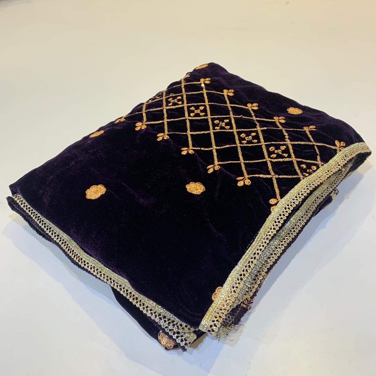 MAKHMAL BY TATA FABRICS | EMBROIDED | 4-SIDE EMBROIDED SHAWL #008