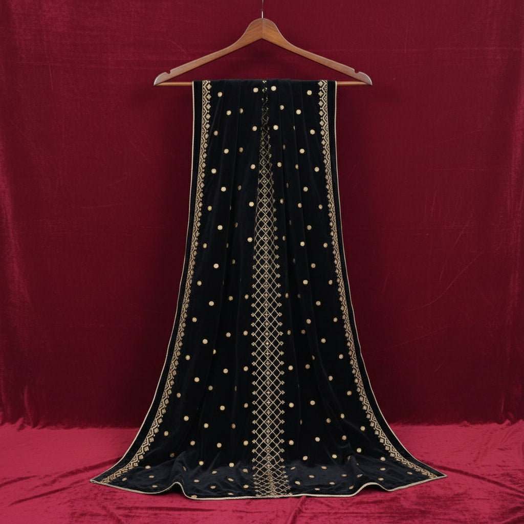 MAKHMAL BY TATA FABRICS | EMBROIDED | 4-SIDE EMBROIDED SHAWL #028