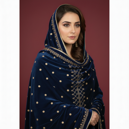 MAKHMAL BY TATA FABRICS | EMBROIDED | 4-SIDE EMBROIDED SHAWL #020