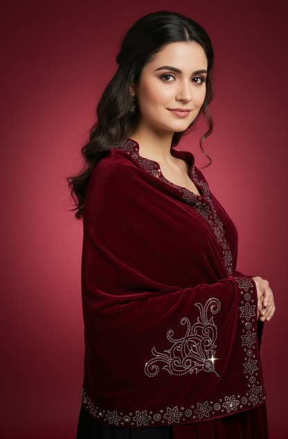 MAKHMAL BY TATA FABRICS | GERMAN DIAMOND-STONEWORK SHAWL #002