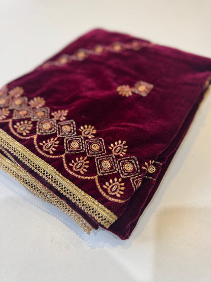 MAKHMAL BY TATA FABRICS | EMBROIDED | 4-SIDE EMBROIDED SHAWL #012