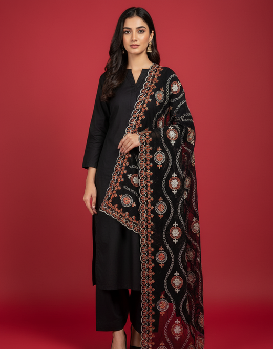 MAKHMAL BY TATA FABRICS | SINDHI DHAGA HAND-EMBROIDED SHAWL #002