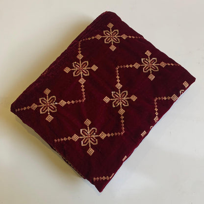 MAKHMAL BY TATA FABRICS | 4- SIDE EMBROIDED | EMBROIDED SHAWL #035