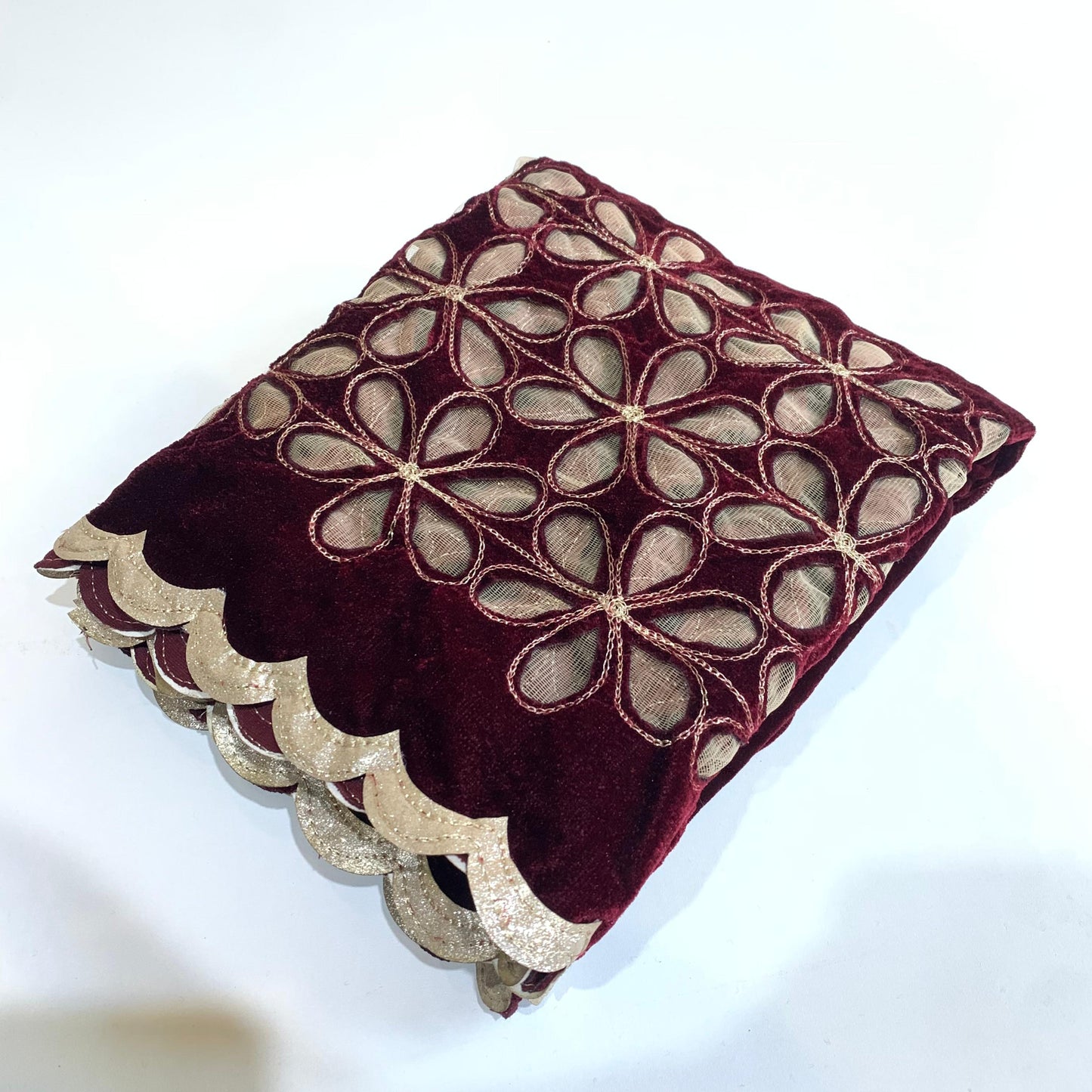 MAKHMAL BY TATA FABRICS | LASER CUT | FLORAL LASER CUT MOTIFZ SHAWL #001